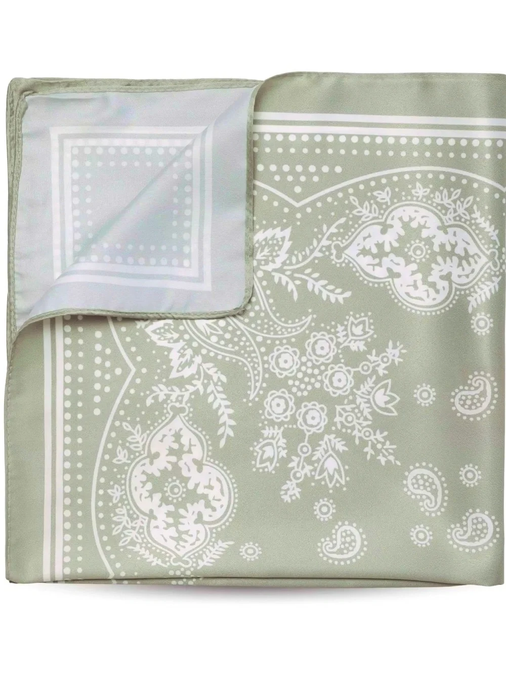 New Bandana Scarf Light Sage Green Paisley Silk like multi use Super stylish